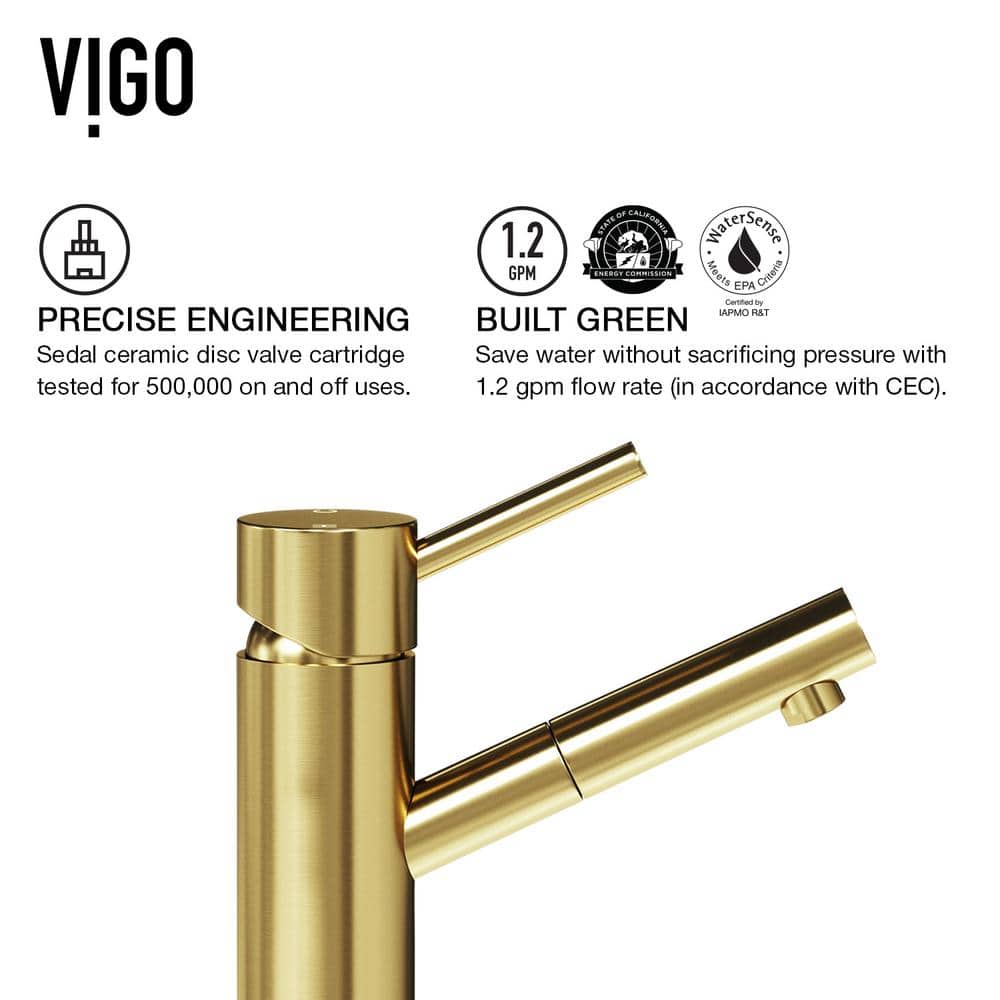 Noma 7.75" Matte Gold Single Handle Deck-Mount Bathroom Faucet