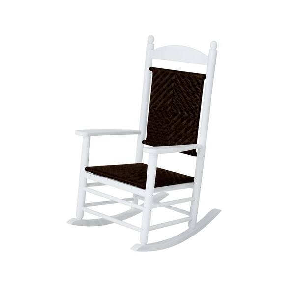 POLYWOOD Jefferson White Woven Patio Rocker with Cahaba Weave