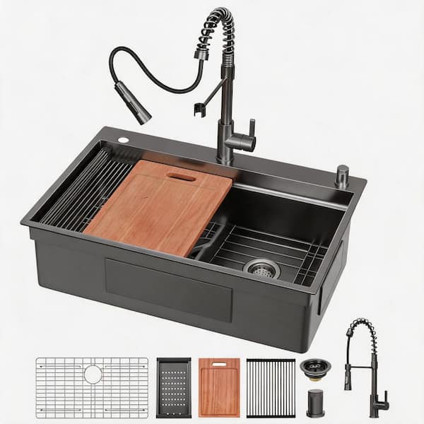 KOHLER Riverby Drop-In Cast Iron 33 in. 4-Hole Single Bowl Kitchen