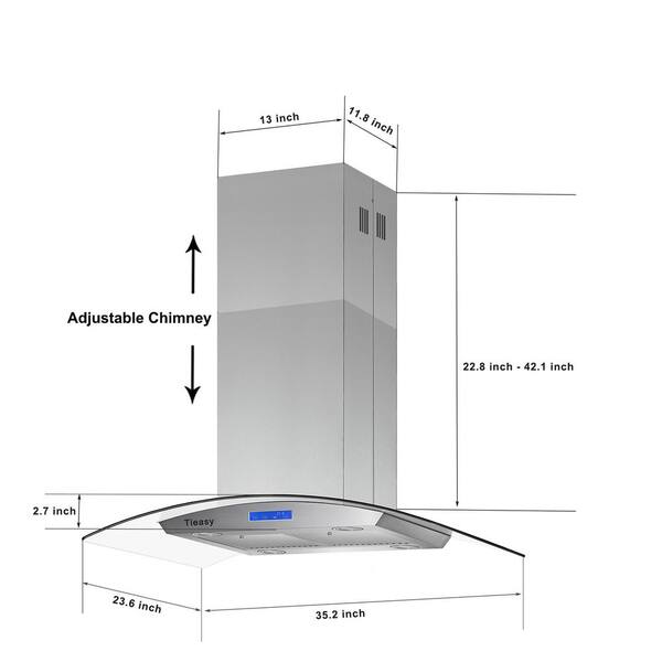 36 in. 450 CFM Ducted Wall Mount with LED Light Range Hood in Stainless Steel