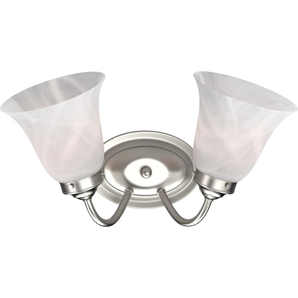 Barcelona Brushed Nickel 2-Light Alabaster Glass Wall Sconce
