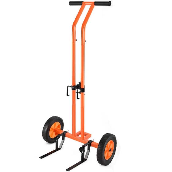 43.3 in. Orange Carbon Steel Indoor/Outdoor Plant Caddy with Wheels, Adjustable Arm and Suction Cups