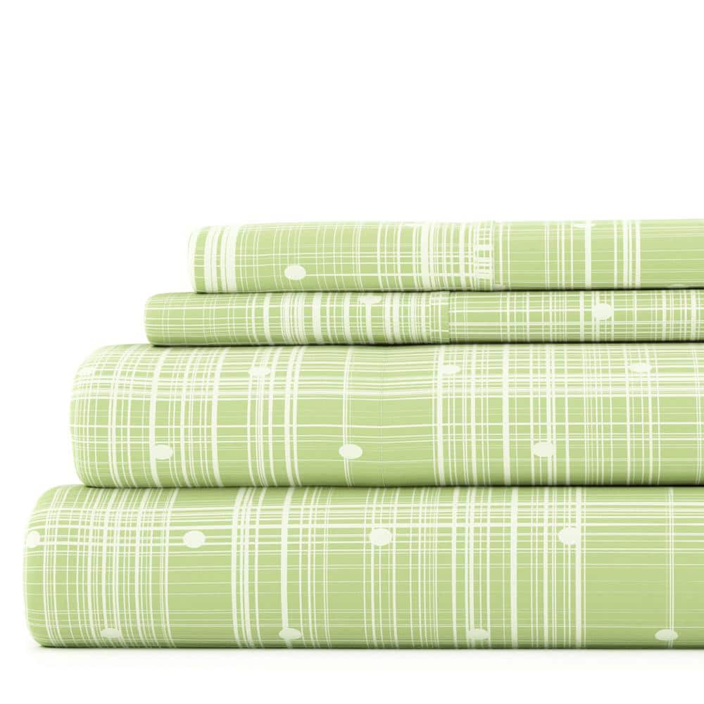 4-Piece Moss Geometric Microfiber Queen Sheet Set - Thumbnail 2