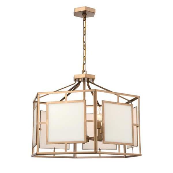 Vibrant Gold 6-Light Drum Chandelier with Glass Panels