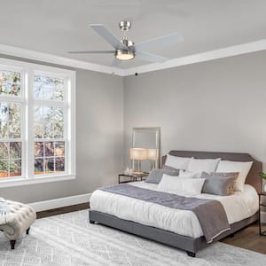 Maxfield 52 in. Color Changing Integrated LED Indoor Brushed Nickel 5-Speed DC Ceiling Fan with Light Kit and Pull Chain