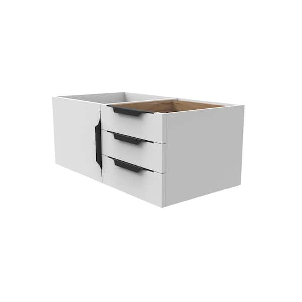 Alpine 35 in. W x 18.75 in. D x 14.25 in. H Bath Vanity Cabinet without Top in Matte White with Black Trim
