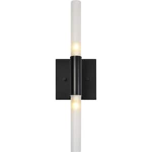 LUNA Wall Sconce with Black Details and Tubular Glass Shades