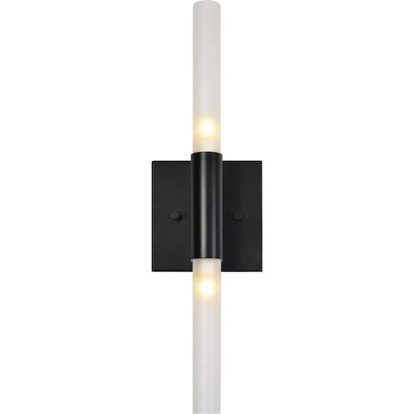 Notre Dame Design LUNA Wall Sconce with Black Details and Tubular Glass Shades