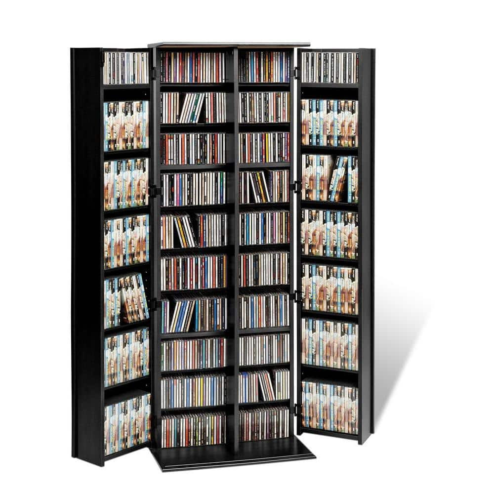 Prepac Black Locking Cabinet with Panel Doors, Cabinet with CD Storage ...