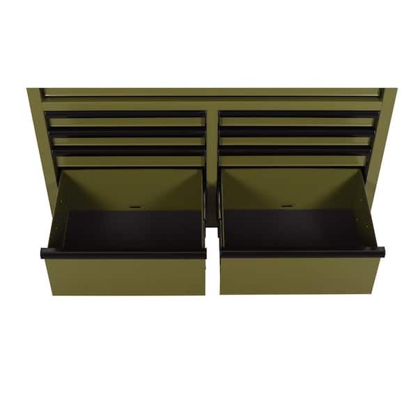 Husky 46 in. W x 18.1 in. D 9-Drawer Army Green Mobile Workbench