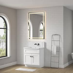 40 in. W x 24 in. H Rectangular Framed Dimmable Wall Mounted Bathroom Vanity Mirror with Backlit in Gun Ash