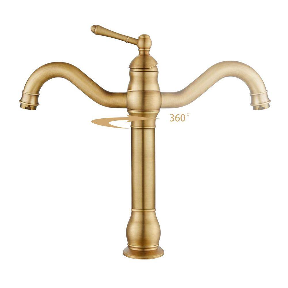Single-Handle Single Hole Swivel Spout Bathroom Vessel Sink Faucet With Pop
