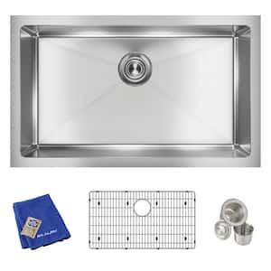 Crosstown 31 in. Undermount Single Bowl 16-Gauge Stainless Steel Kitchen Sink Kit w/ Accessories