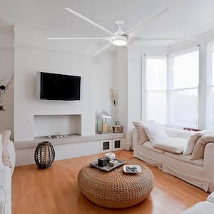 100 in. Indoor White Standard Ceiling Fan with LED Light