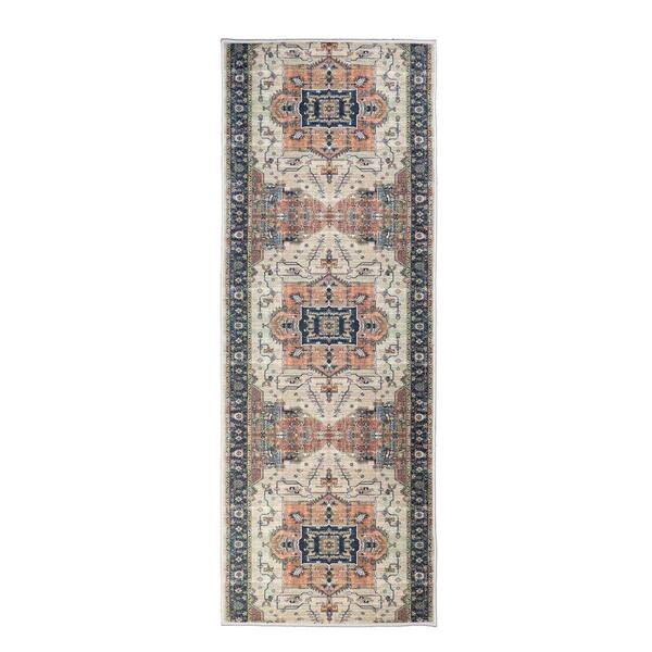 Custom Image Series Oriental Serapi Medallion Cream-Multicolor 26 in. W x 492 in. L Stair Runner 88.96 sq. ft.