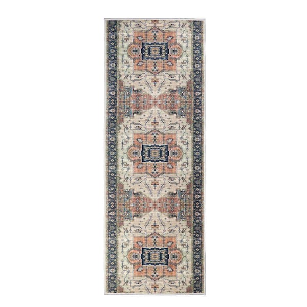 Custom Image Series Oriental Serapi Medallion Cream-Multicolor 26 in. W x 504 in. L Stair Runner 91.13 sq. ft.