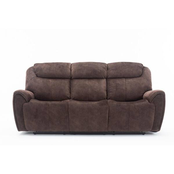 HomeRoots Charlie 154 in. Brown Solid Fabric 5-Seats Motion Sofa