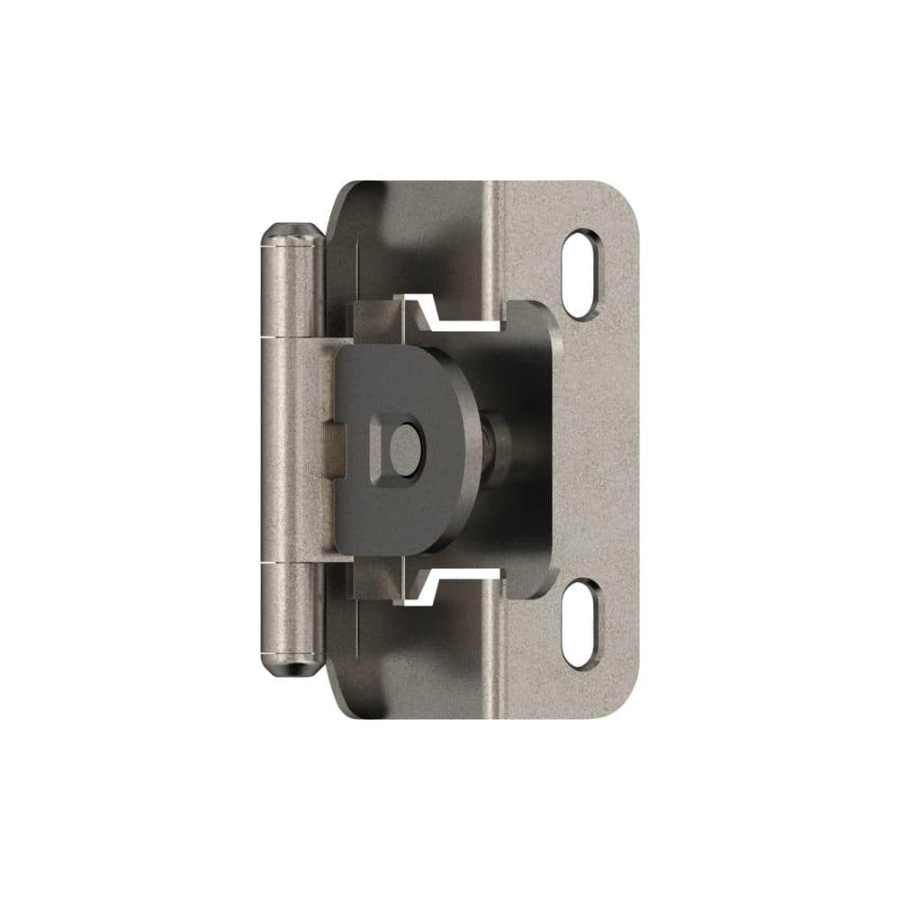 Nickel 1/2 Inch Overlay Single Demountable Cabinet Hinge