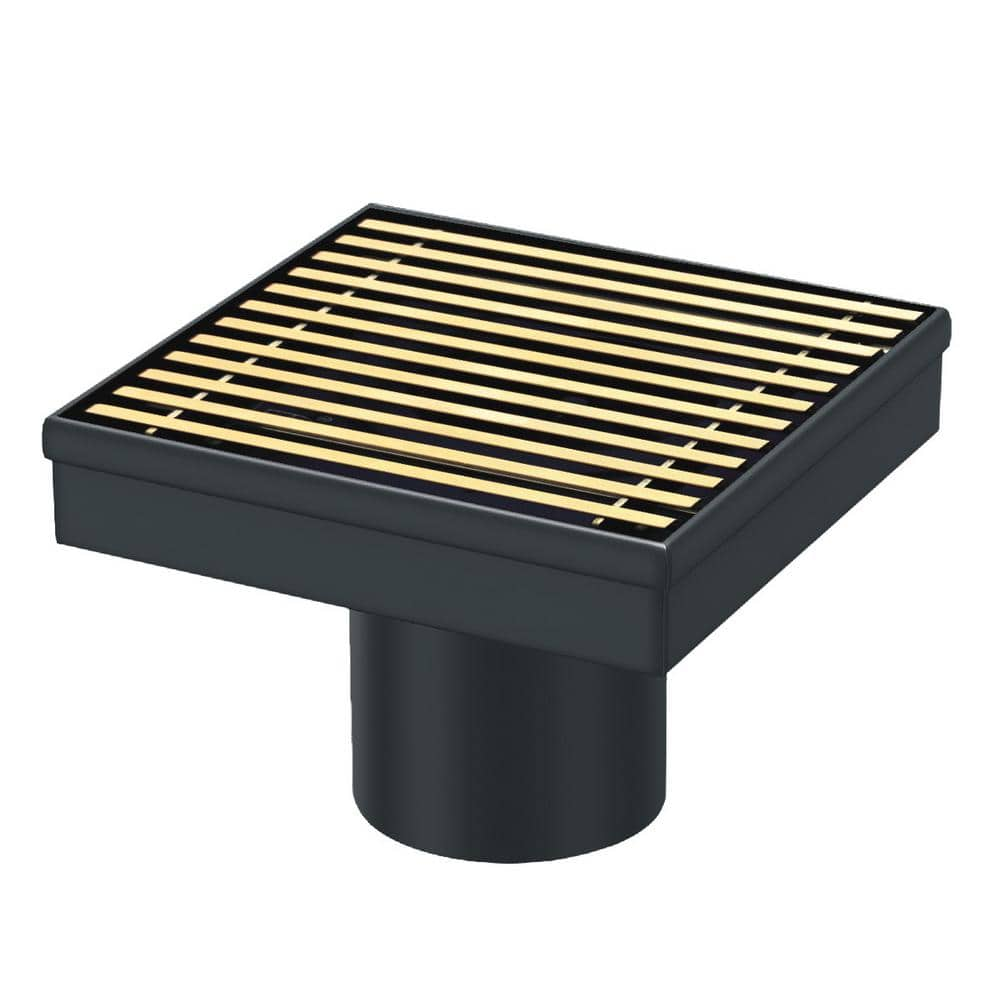 WOWOW Square Shower Drain 6 inch Brushed Nickel Floor Drain with Tile Insert Grate 304 Stainless Steel with Hair Strainer