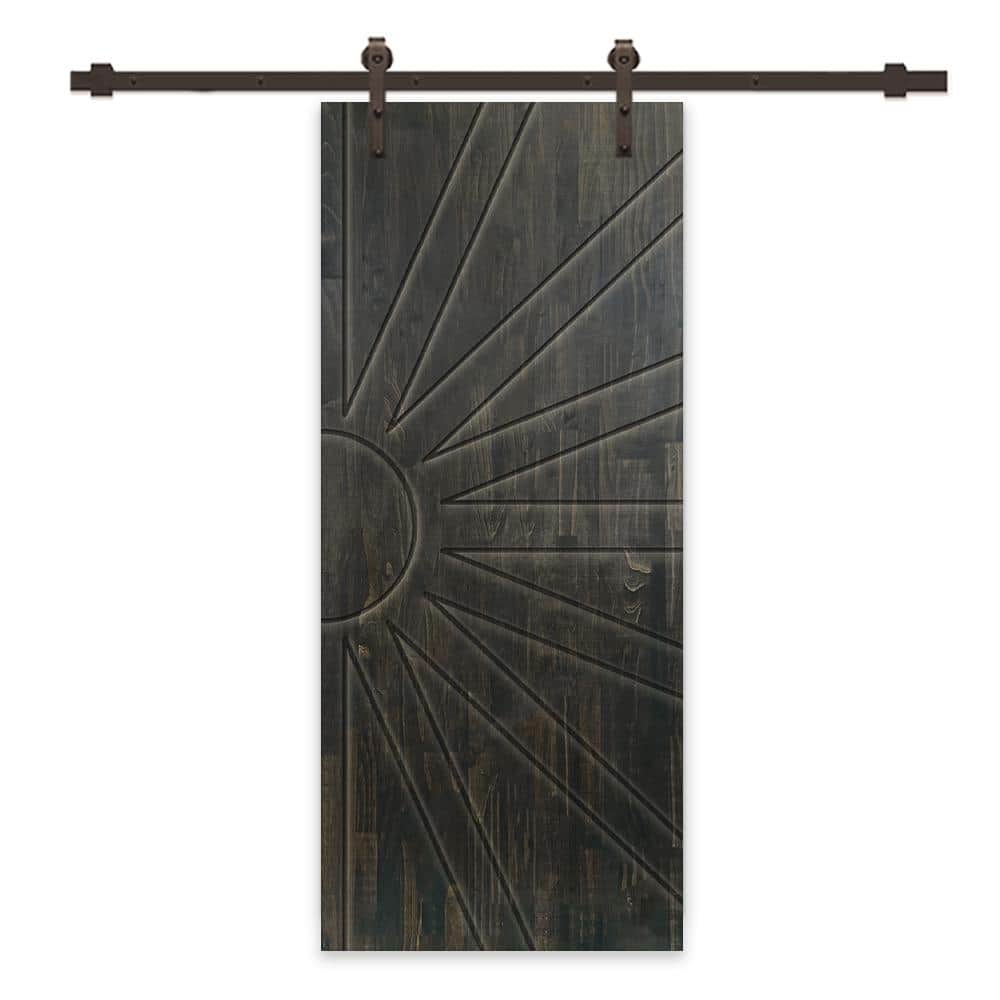 30 in. x 80 in. Charcoal Black Stained Pine Wood Modern Interior Sliding Barn Door with Hardware Kit price history on PriceWatchPro