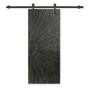 42 in. x 84 in. Charcoal Black Stained Pine Wood Modern Interior Sliding Barn Door with Hardware Kit