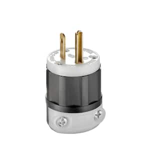 15 Amp 125-Volt Straight Plug, Black and White