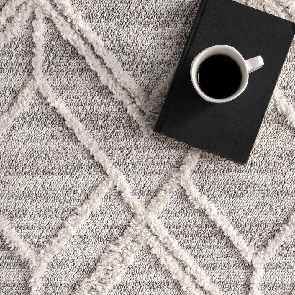 Beige Shag Synthetic Stain-Resistant 9x12 Area Rug