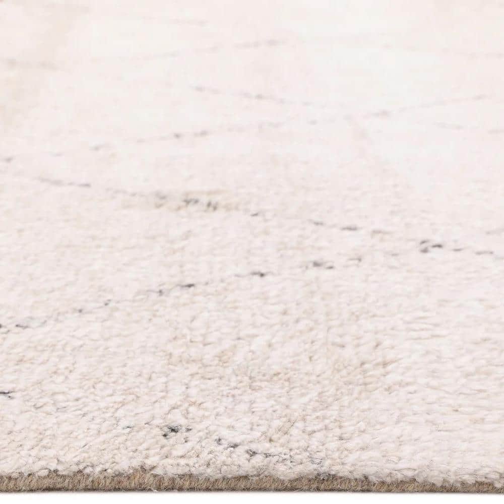 Ivory Wool-Viscose Blend Hand-Knotted Moroccan Shag Rug - 8' x 10'