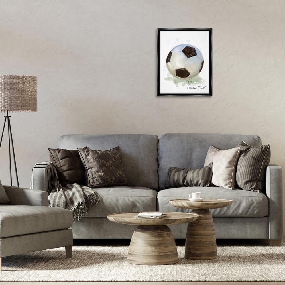 Soft Pastel Soccer Ball by Matthew Piotrowicz Black Floater Frame Sports Graphic Art Print 21 in. x 17 in. price history on PriceWatchPro
