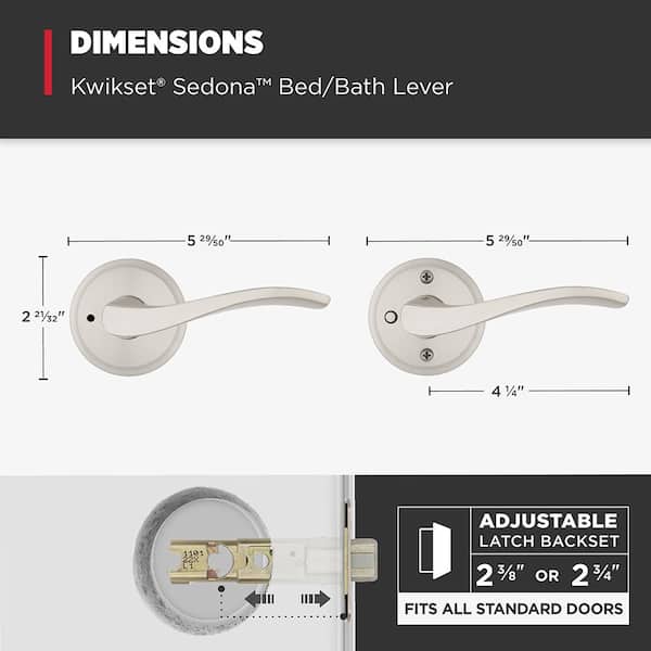 Kwikset Sedona Satin Nickel Reversible Hall Closet Bedroom Passage