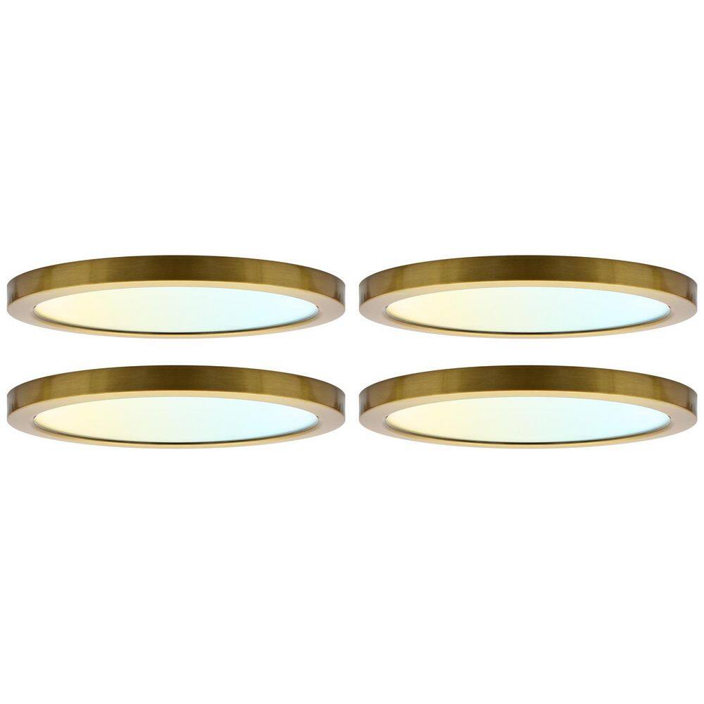 Brass Outdoor Integrated LED 9 In. Flush Mount Ceiling Light, 5CCT, 1500LM, 110° Beam, 18W, Dimmable, UL Listed 4 Pack price history on PriceWatchPro