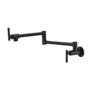 Contemporary Wall Mounted Pot Filler with Spot Resistant in Matte Black