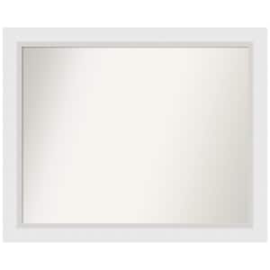 Blanco White 32 in. W x 26 in. H Non-Beveled Wood Bathroom Wall Mirror in White