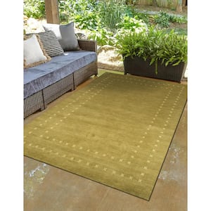 Green 5 ft. x 8 ft. Handmade Wool Transitional Area Rug