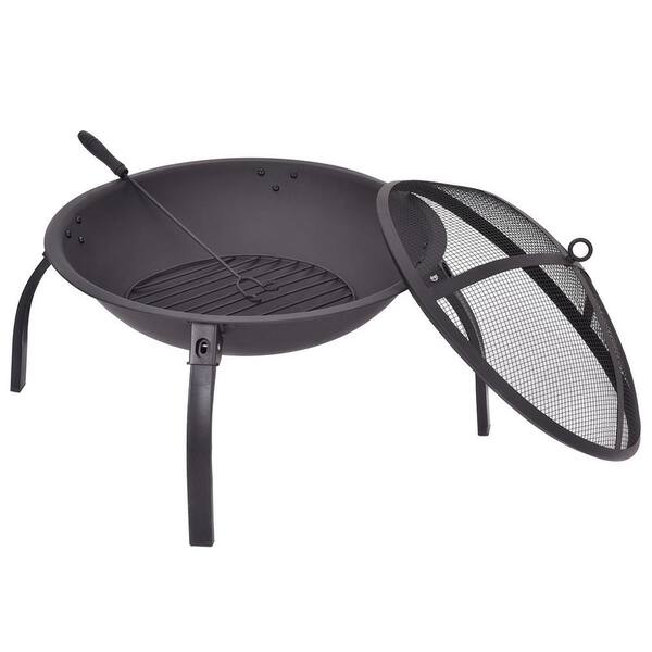 CASAINC 11 in. H Metal Outdoor Firepit Backyard Patio Round Stove Chimenea