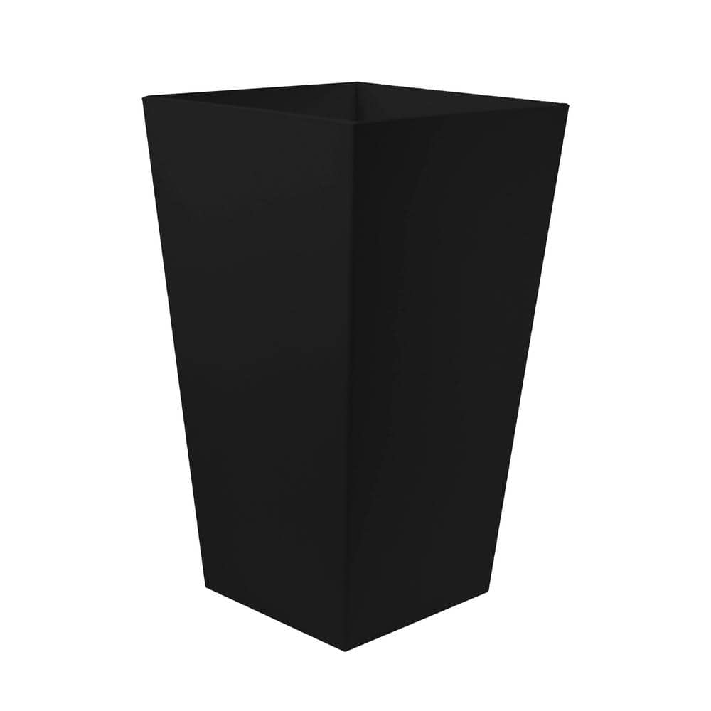 20 In Black Plastic Finley Tall Square Planter FPS2000 6 The Home Depot   Black Plant Pots Fps2000 6 64 1000 