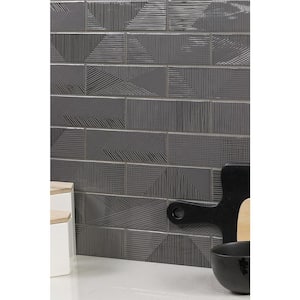 Ace Dark Gray 2 in. x 8 in. Polished Ceramic Subway Wall Tile (38 pieces / 5.38 sq. ft. / case)