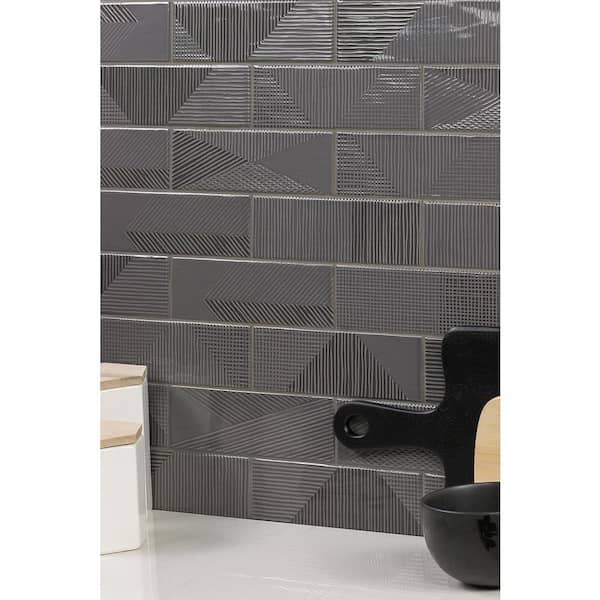 Ace Dark Gray 2 in. x 8 in. Polished Ceramic Subway Wall Tile (38 pieces / 5.38 sq. ft. / case)