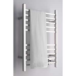 Radiant Square 10-Bar Hardwired Electric Towel Warmer in Polished Stainless Steel