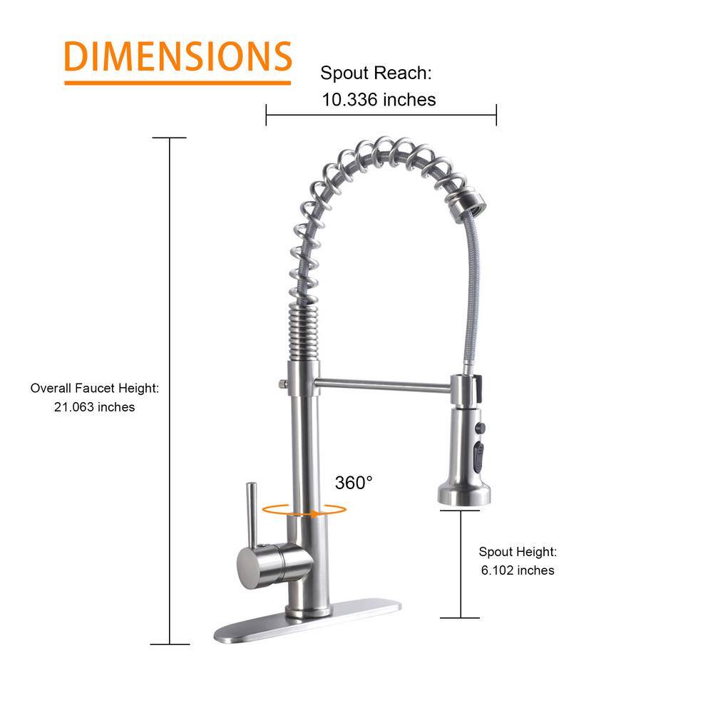Brushed Nickel Single Handle Pull Down Kitchen Faucet with Pull-out Spray