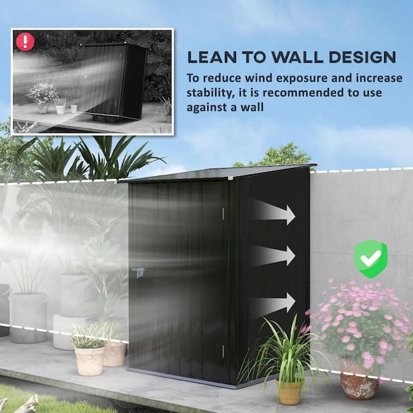 AFAIF - 3.1 ft. W x 3.2 ft. D Outdoor Storage Cabinet Tool Shed, Galvanized Metal Utility Garden Tool House, Lockable Door