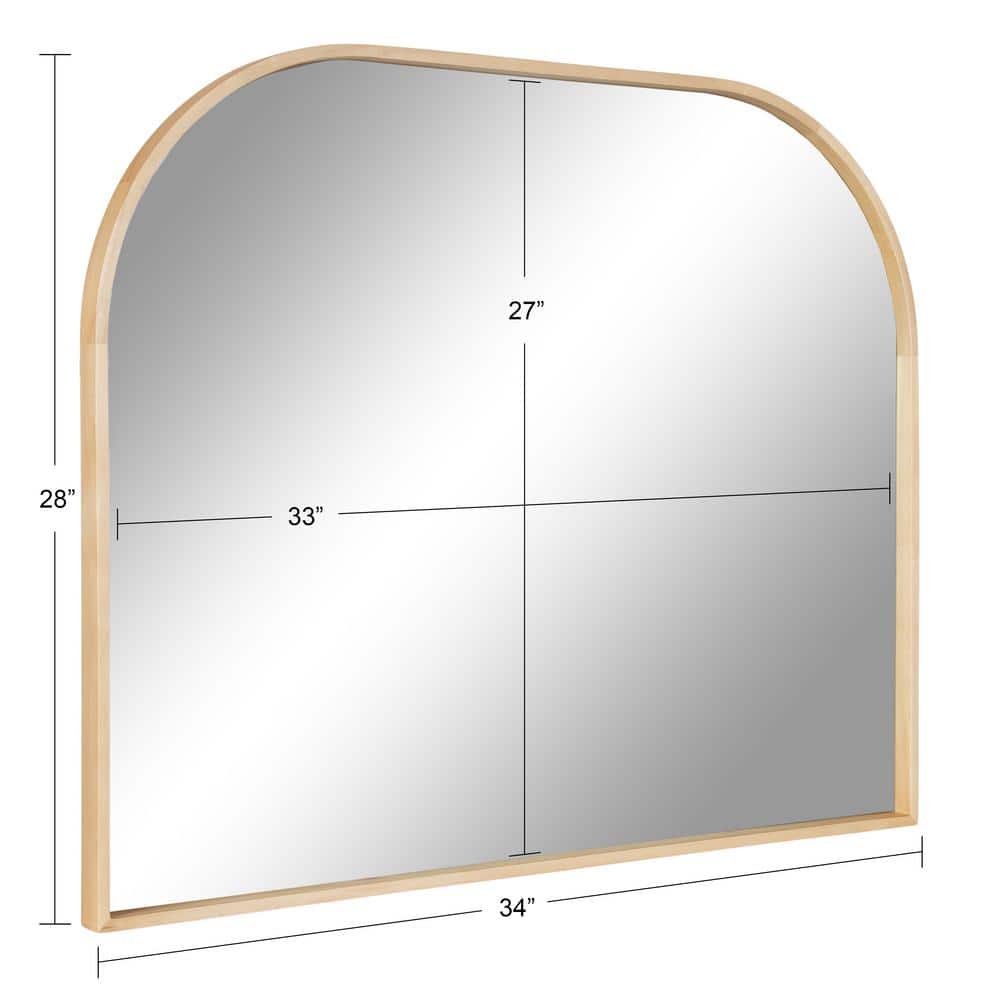 Round Gold Wood Vanity Mirror, 28x34 Inches