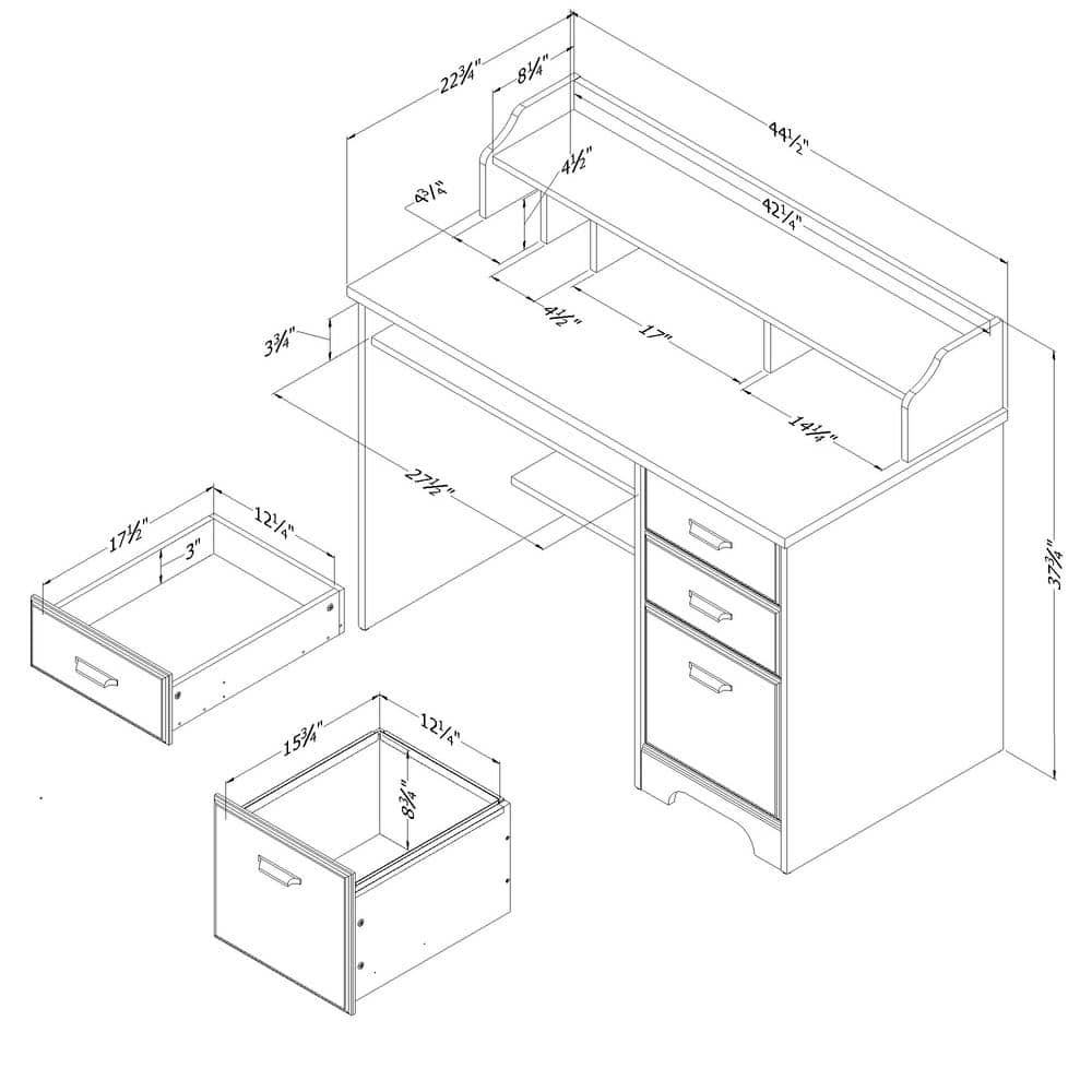 Nordik Oak Wood Computer Desk with Hutch and Drawers