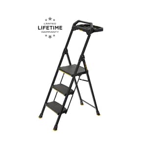 3-Step Pro-Grade Steel Step Stool Project Ladder, 300 lbs. Load Capacity Type IA Duty Rating