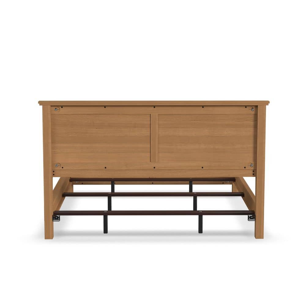 Oak Park Engineered Wood King Bed with Upholstered Headboard in Light Oak