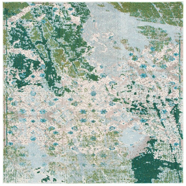 SAFAVIEH Monaco Green/Turquoise 7 ft. x 7 ft. Solid Color Square Area Rug
