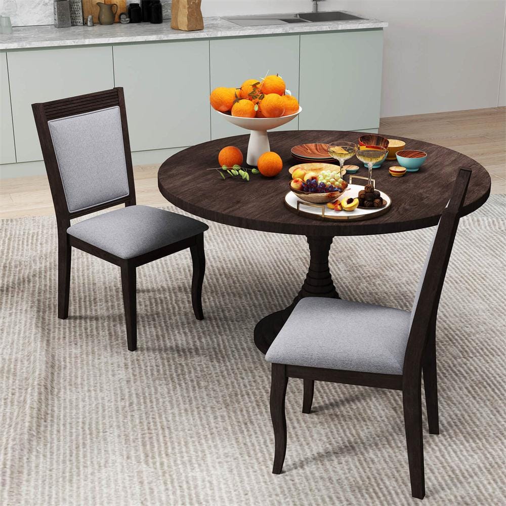 Costway Brown Wood Dining Chairs with Rubber Wood Frame Padded