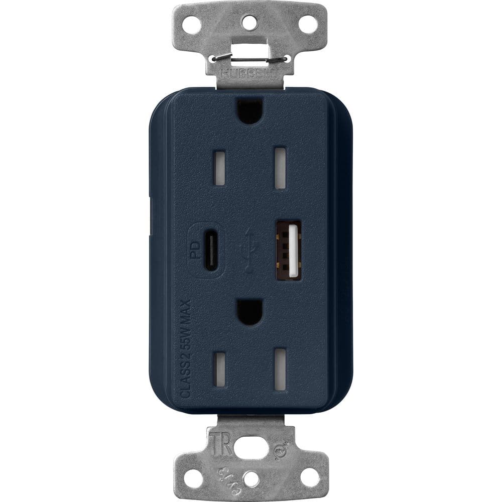Claro 15 Amp Tamper Resistant USB Type A/C Duplex Receptacle, Decorator Style Outlet, Satin Finish, SCR-15-ACTR-DE, Blue price history on PriceWatchPro