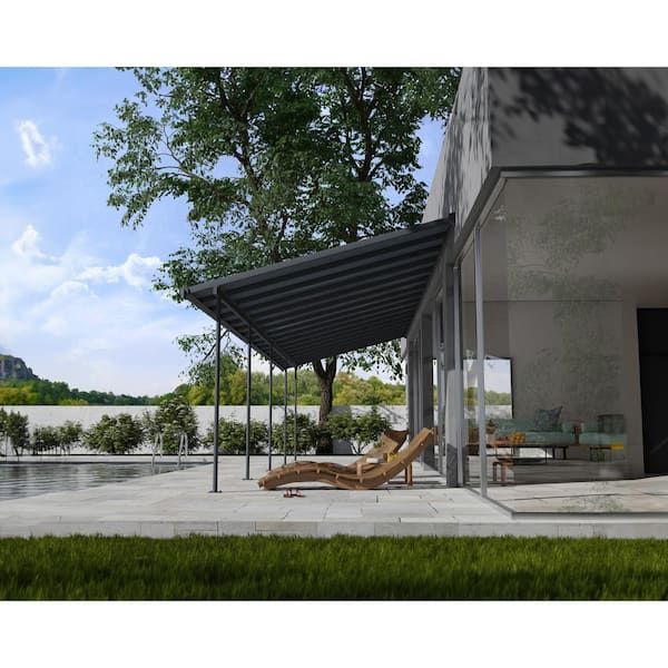 Sierra 10 ft. x 32 ft. Gray/Gray Aluminum Patio Cover