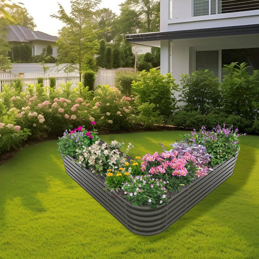 81 in. x 81 in. x 18 in. Grey Heart-Shaped Anti-Rust Galvanized Metal Raised Garden Bed for Planting Vegetables Flowers price history on PriceWatchPro